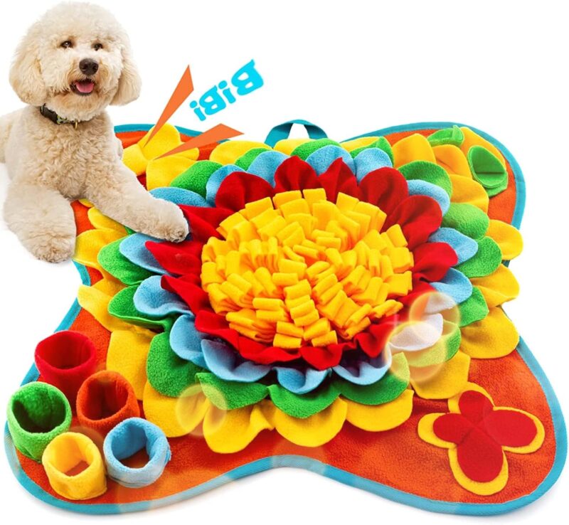 Una alfombra olfativa es un rompecabezas popular para cachorros