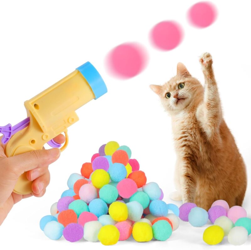 Lanzador de pelotas de felpa para gatos