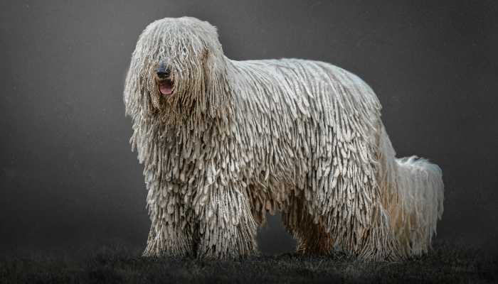 La raza de perro Komondor es conocida por su tamaño y por sus rastas