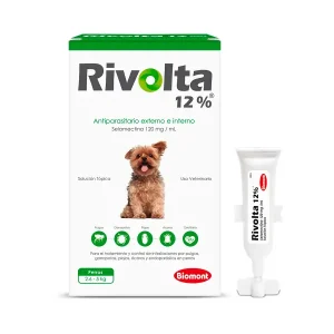 Pipeta antipulgas para perros Rivolta 12% para perros entre 2.6 Kg a 5 Kg