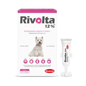 Pipeta antipulgas para perros Rivolta 12 % 0.5 ml para perros entre 5.1 Kg hasta 10 Kg