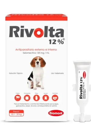 Pipeta antipulgas para perros Rivolta 12 % 1 ml para perros entre 10.1 Kg a 20 Kg