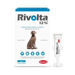 Pipeta antipulgas para perros Rivolta 12% 2 ml para perros entre 20.1 Kg hasta 40 Kg