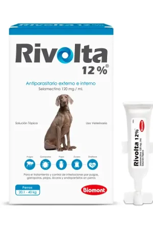 Pipeta antipulgas para perros Rivolta 12% 2 ml para perros entre 20.1 Kg hasta 40 Kg