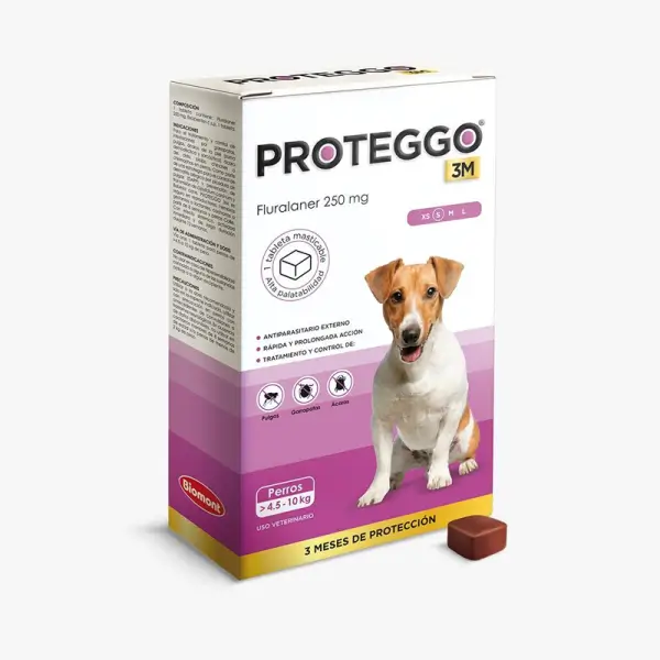 Tableta antipulgas para perros PROTEGGO 3M Small para perros entre 4.5 Kg y 10 Kg