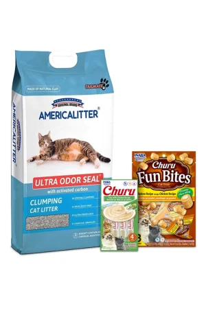 Promoción Arena para Gatos: AmericaLitter 15 Kg + Snacks
