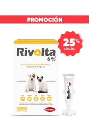 Rivolta 6% x 0.25 ml x 1 Pipeta (mascotas hasta 2.5 Kg) (Vence: 30/09/2026)