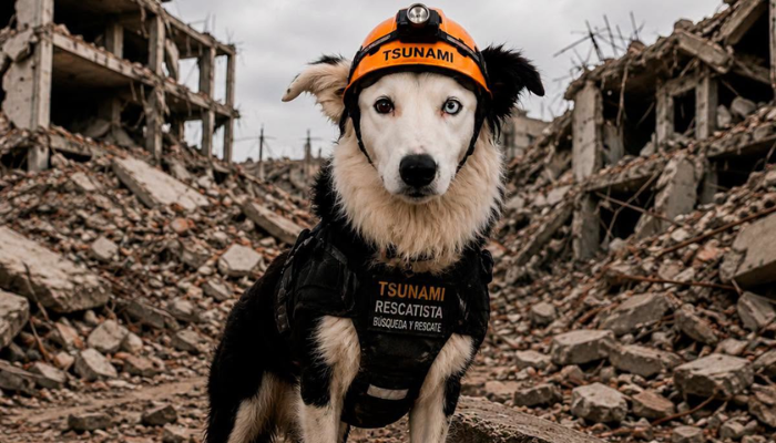 Tsunami es un perro rescatista popular durante las labores de rescate en Venezuela