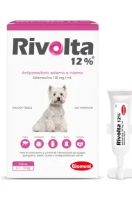 Pipeta antipulgas para perros Rivolta 12 % 0.5 ml para perros entre 5.1 Kg hasta 10 Kg